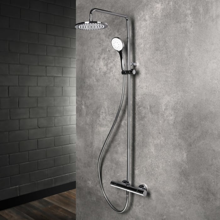 Herzbach LIVING SPA Duschsäule mit Regenbrause 20 cm rund, mit Handbrause