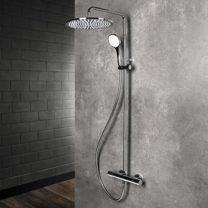 Herzbach LIVING SPA Duschsäule mit Regenbrause 30 cm rund, mit Handbrause