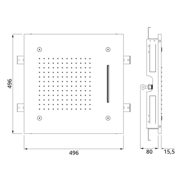 Herzbach LIVING SPA Farblicht-Regenbrause 50 x 50 cm Multifunktion 3, Deckenmontage