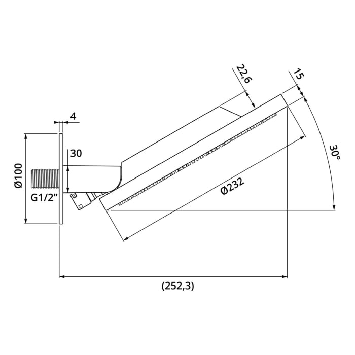 Herzbach LIVING SPA ONE FLOW Wand-Regenbrause  Ø 23 cm