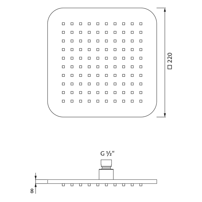 Herzbach LIVING SPA Regenbrause 22 x 22 cm, für Wand-/Deckenarm