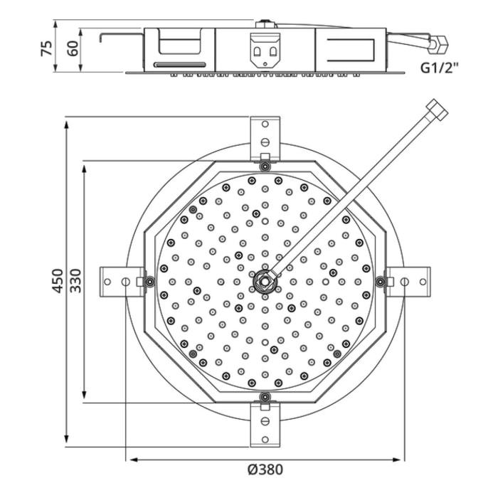 Herzbach LIVING SPA Regenbrause Ø 38 cm, Deckenmontage