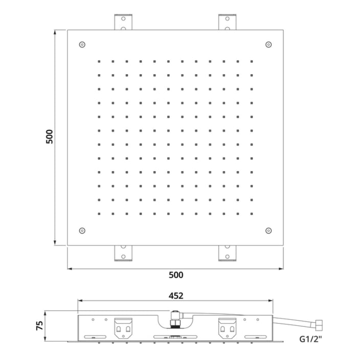 Herzbach LIVING SPA Regenbrause 50 x 50 cm, Deckenmontage