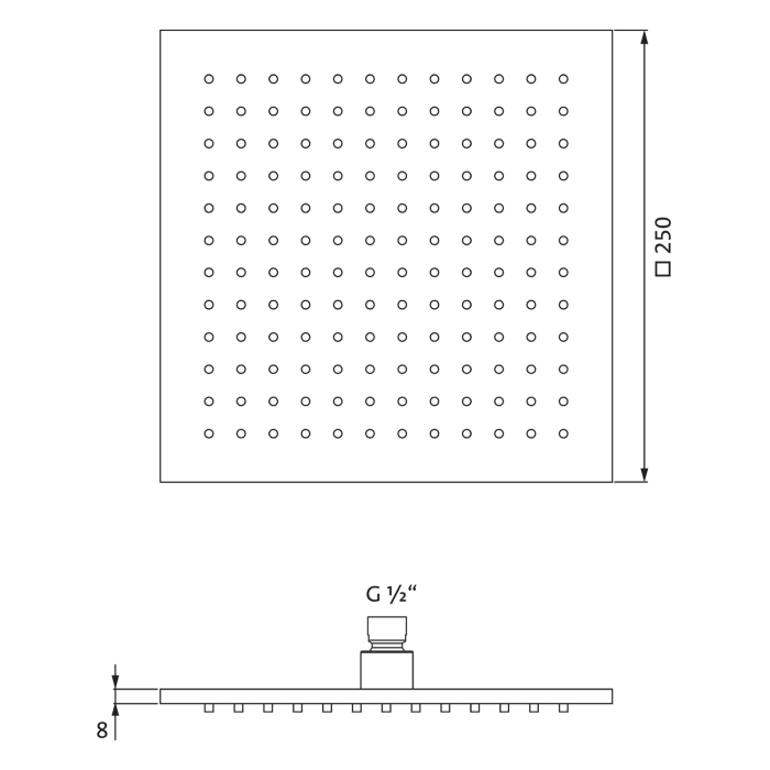 Herzbach LIVING SPA Slim Regenbrause 25 x 25 cm, für Wand-/Deckenarm