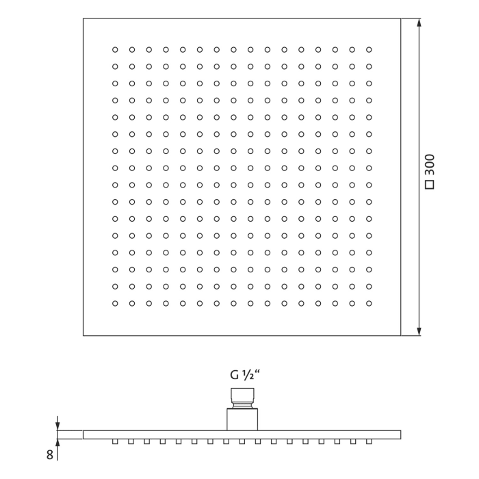 Herzbach LIVING SPA Slim Regenbrause 30 x 30 cm, für Wand-/Deckenarm