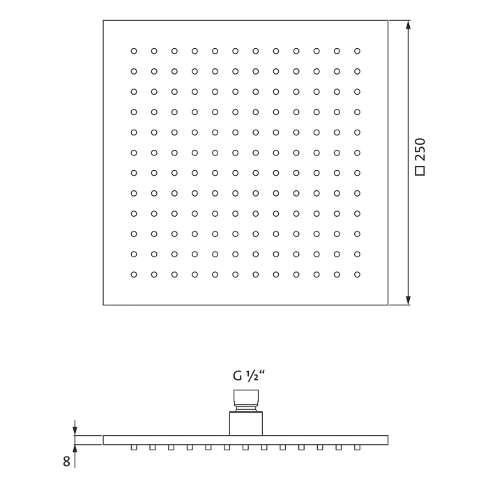 Herzbach LIVING SPA Slim Regenbrause 25 x 25 cm, für Wand-/Deckenarm