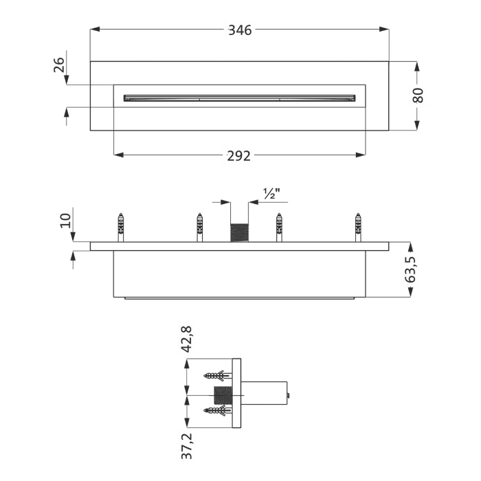 Herzbach LIVING SPA Schwall-Wandauslauf XL Aufputz