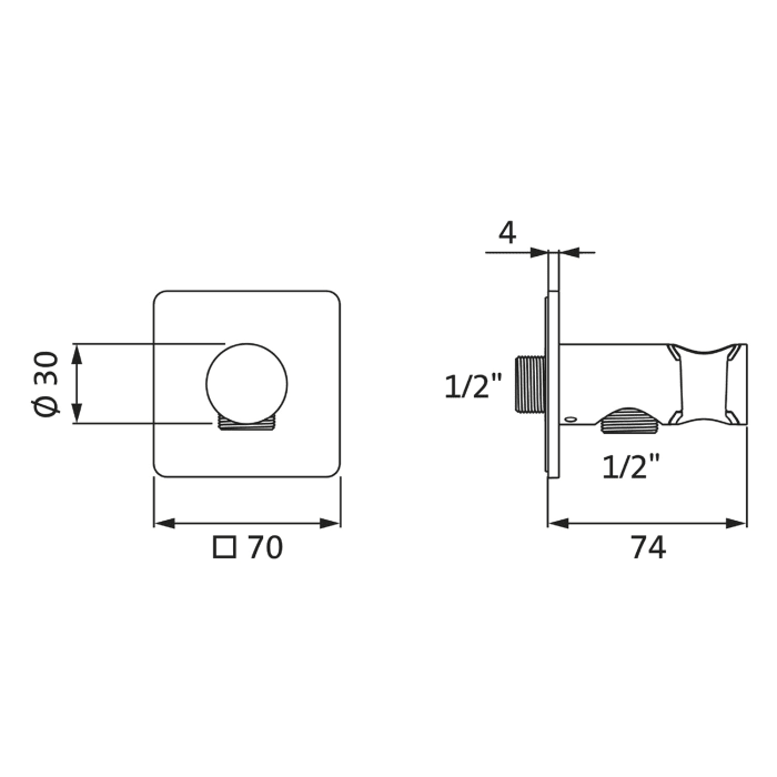 Herzbach LIVING SPA Wandanschlussbogen seven, mit Konushalter