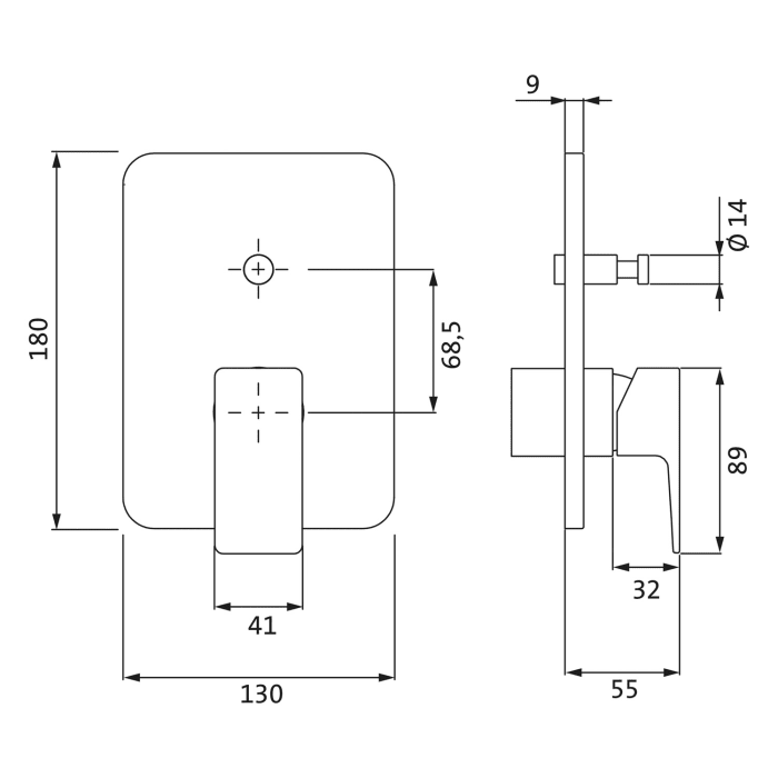 Herzbach CEO Wannenfüll- und Brausebatterie Unterputz Farbset