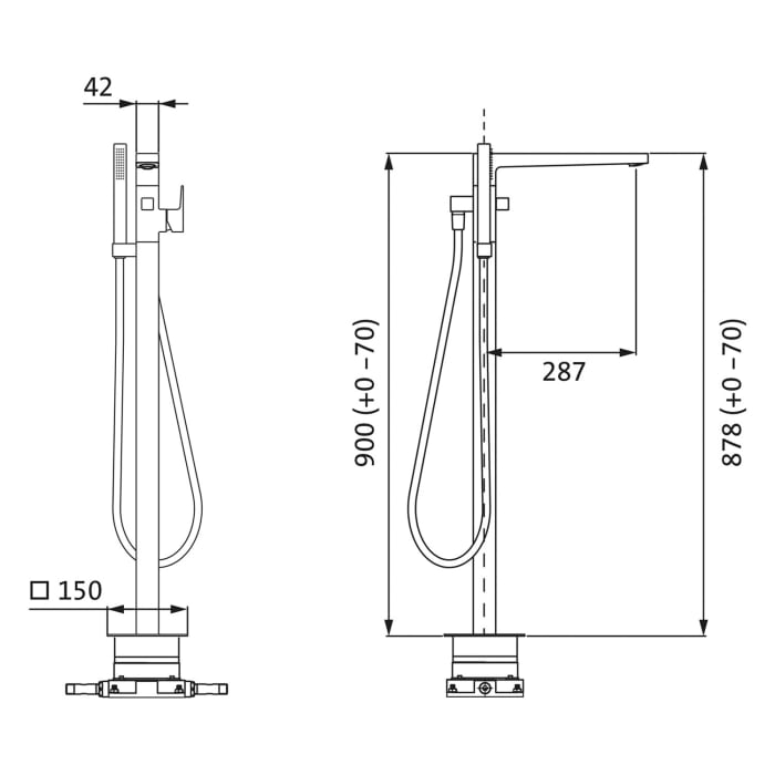 Herzbach CEO IX-FINISH Wannen-Einlaufsäule bodenstehend