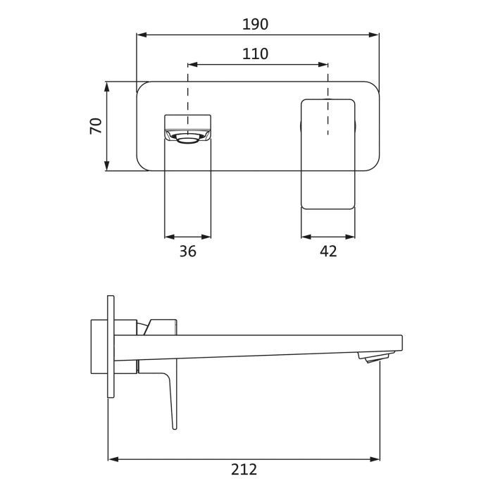 Herzbach CEO IX-FINISH Waschtisch-Wandbatterie Unterputz Farbset mit 1 Blende 21 cm