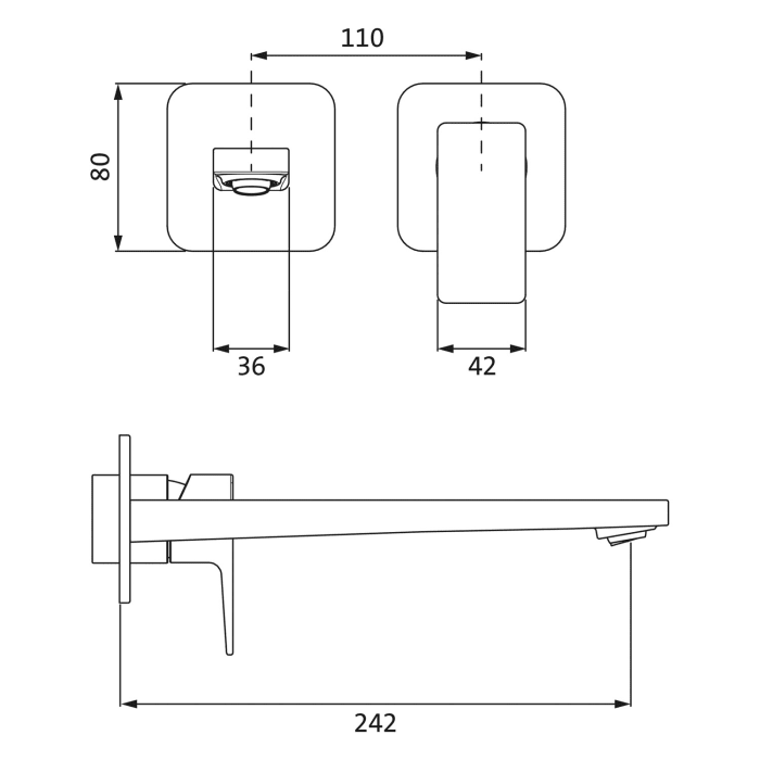 Herzbach CEO Waschtisch-Wandbatterie Unterputz Farbset mit 2 Blenden 24 cm