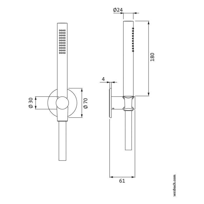 Herzbach LIVING SPA Brauseset mit Brausehalter und Stabhandbrause