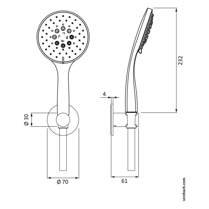 Herzbach LIVING SPA Brauseset mit Brausehalter und Handbrause Multifunktion