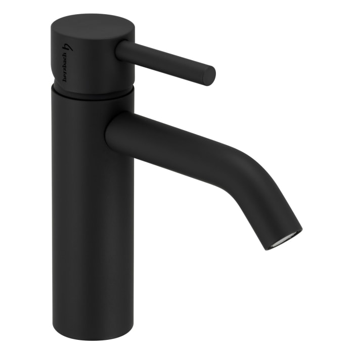 Herzbach DEEP BLACK Waschtisch-Einlochbatterie M-Size ohne Ablaufgarnitur, Ausladung 13 cm