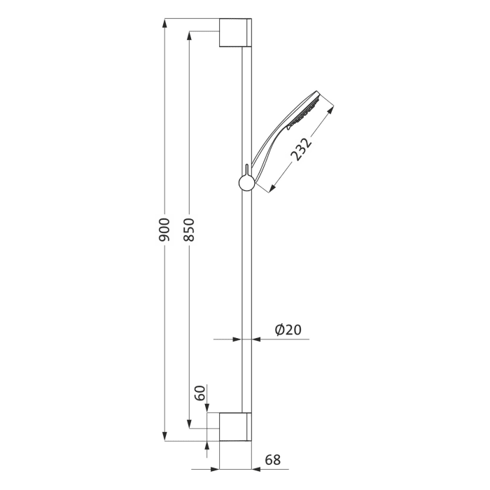 Herzbach LIVING SPA Brauseset Slide M 90 cm mit Handbrause Multifunktion