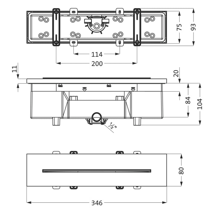 Herzbach LIVING SPA Schwall-Wandauslauf XL Unterputz