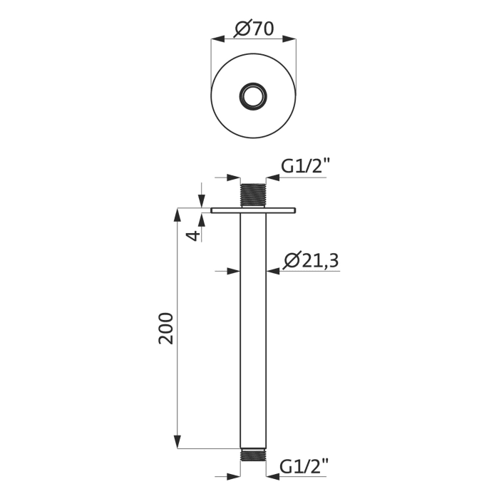 Herzbach LIVING SPA Deckenarm 20 cm