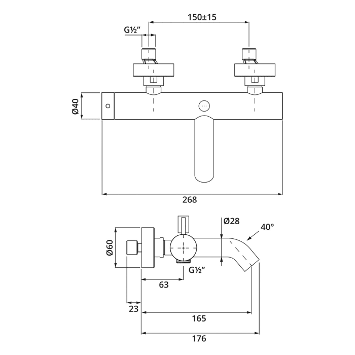 Herzbach DEEP IX Wannenbatterie Aufputz
