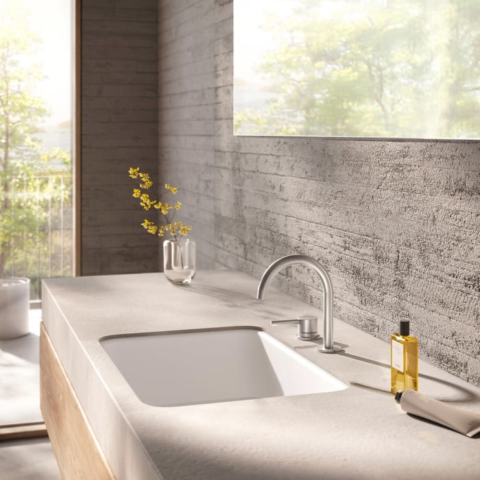 Herzbach DEEP IX Zweiloch-Armatur 14 cm mit PUSH-Ablaufventil