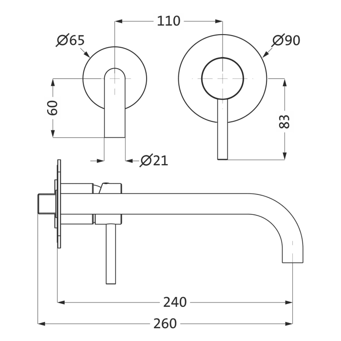 Herzbach DEEP Waschtisch-Unterputzbatterie Farbset, Ausladung 24 cm