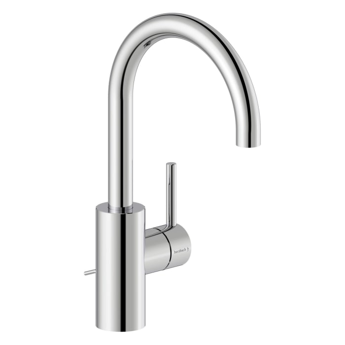 Herzbach DEEP Waschtischmischer L-Size Griff seitlich mit Zugstangen-Ablaufgarnitur