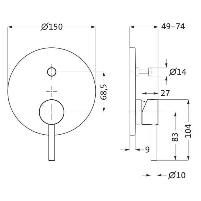 Herzbach DEEP WHITE Wannenfüll- und Brausebatterie Farbset