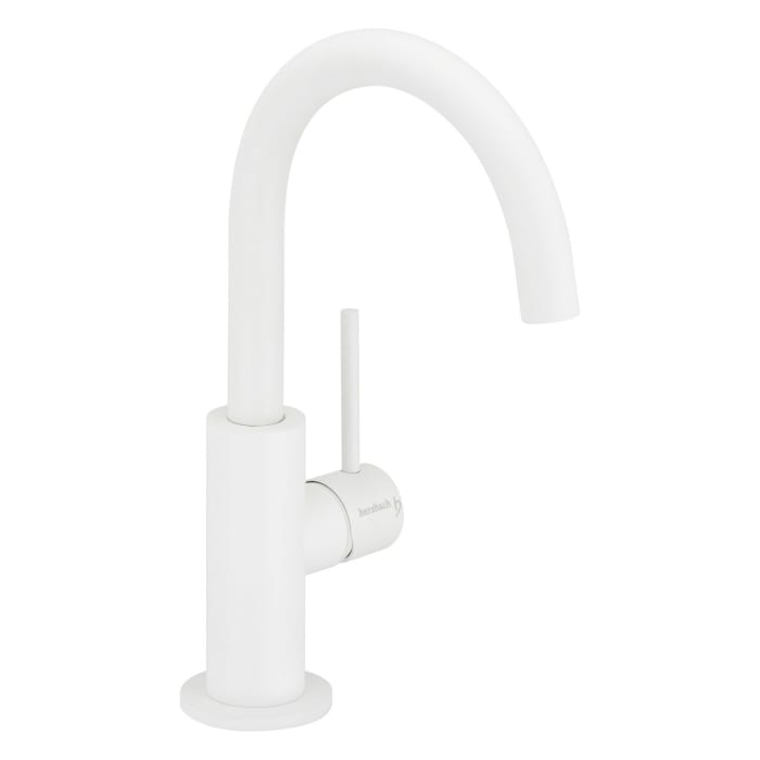 Herzbach DEEP WHITE Waschtisch-Einlochbatterie Slim M-Size ohne Ablaufgarnitur, Griff seitlich