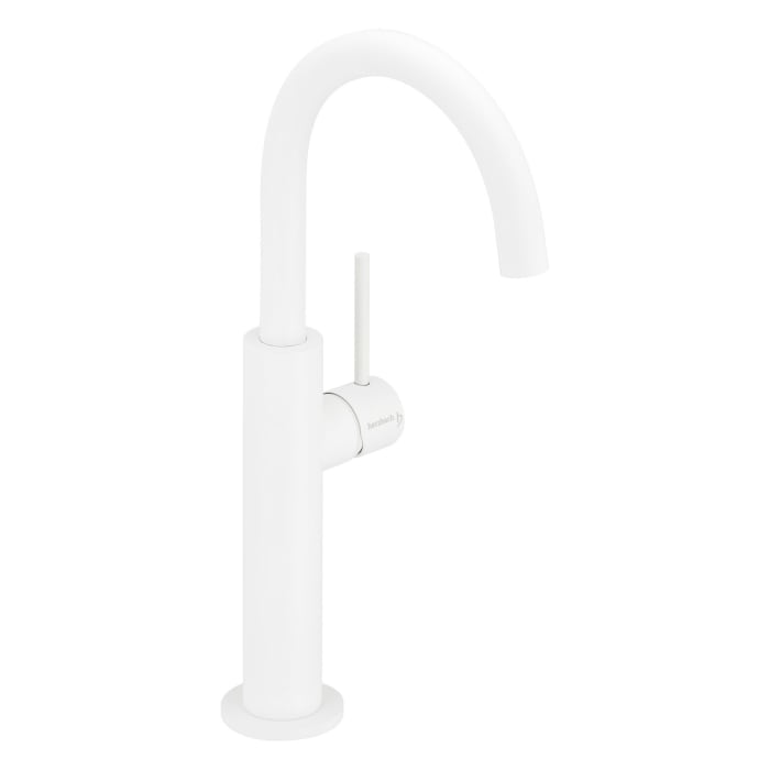 Herzbach DEEP WHITE Waschtisch-Einlochbatterie Slim L-Size mit erhöhtem Schaft, ohne Ablaufgarnitur, Griff seitlich