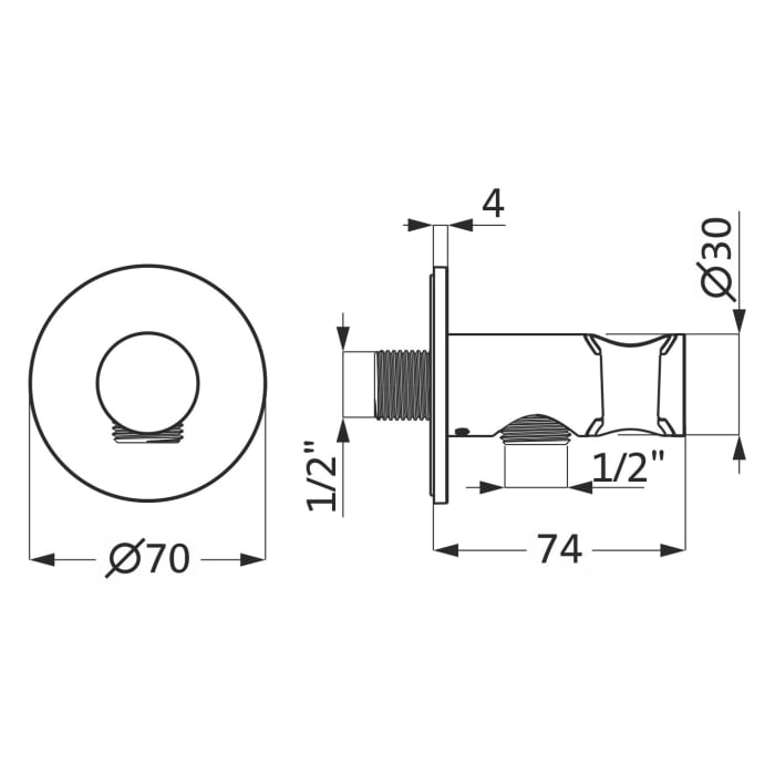 Herzbach LIVING SPA Wandanschlussbogen mit Konushalter