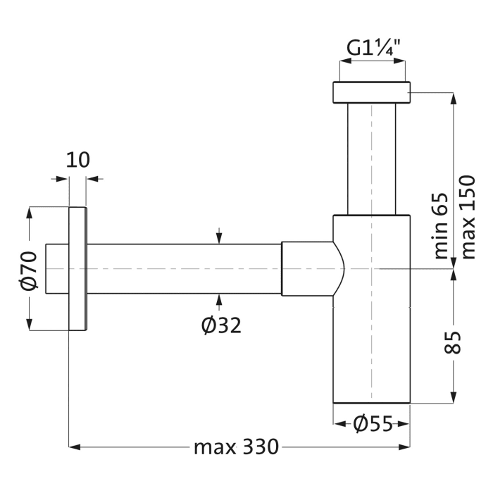 Herzbach LIVING Siphon Geruchsverschluss 1 1/4