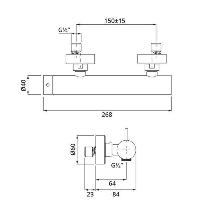 Herzbach DESIGN IX Brausebatterie Aufputz