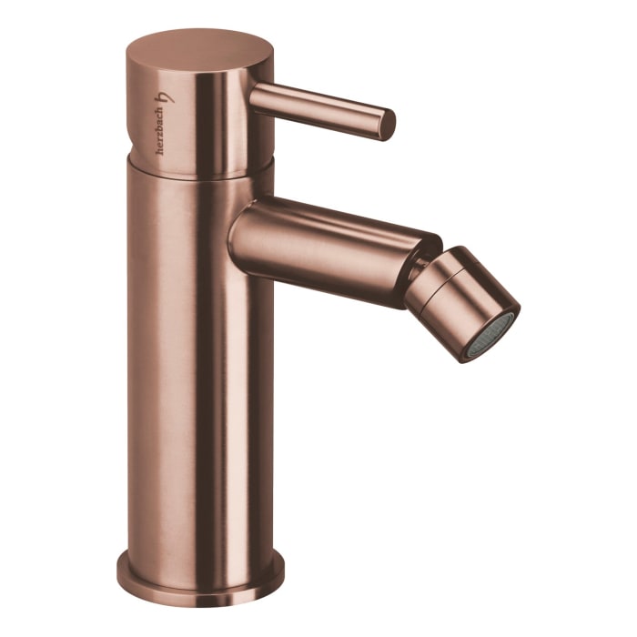 Herzbach DESIGN IX PVD COPPER STEEL Bidet-Einlochbatterie mit Ablaufgarnitur