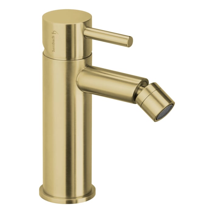 Herzbach DESIGN IX PVD BRASS STEEL Bidet-Einlochbatterie mit Ablaufgarnitur