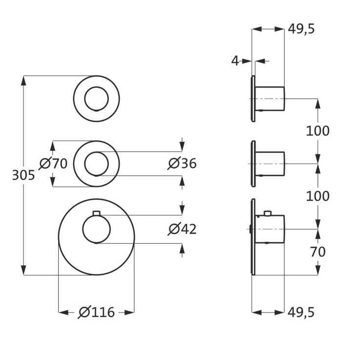 Herzbach LOGIC XL 2 Thermostat-Farbset 3 Blenden und 3 Griffe