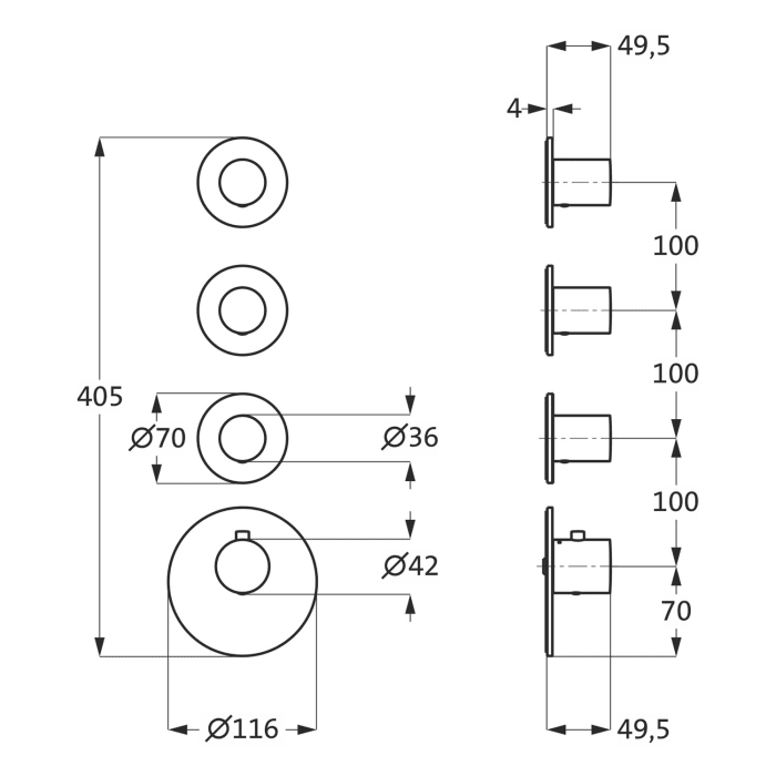 Herzbach LOGIC XL 3 Thermostat-Farbset 4 Blenden und 4 Griffe