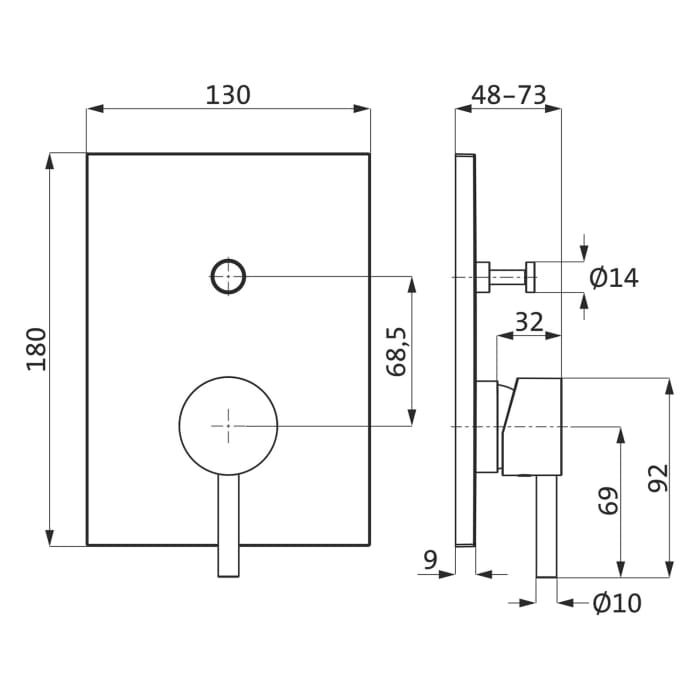 Herzbach DESIGN IX PVD BRASS STEEL Unterputz-Wannenfüll- und Brausebatterie Farbset