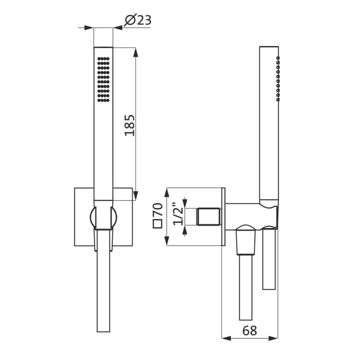 Herzbach LIVING SPA Brauseset mit Wandanschlussbogen und Stabhandbrause