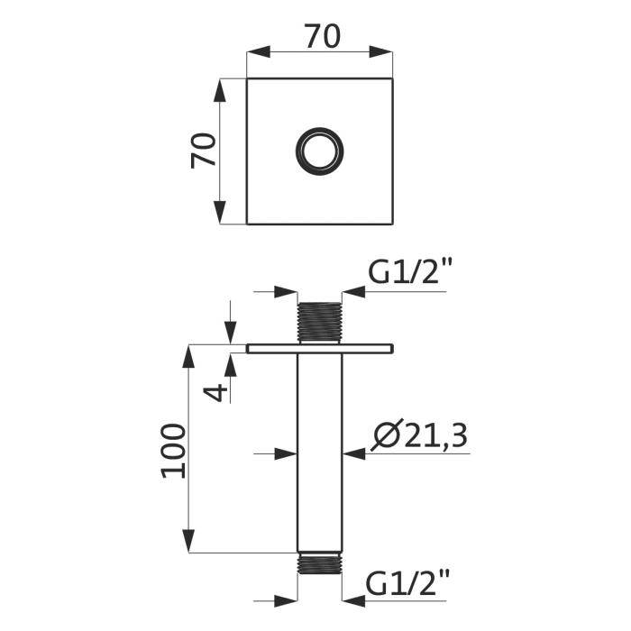 Herzbach LIVING SPA Deckenarm 10 cm