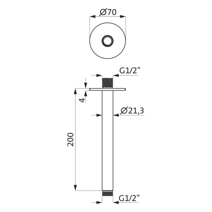 Herzbach LIVING SPA Deckenarm 20 cm