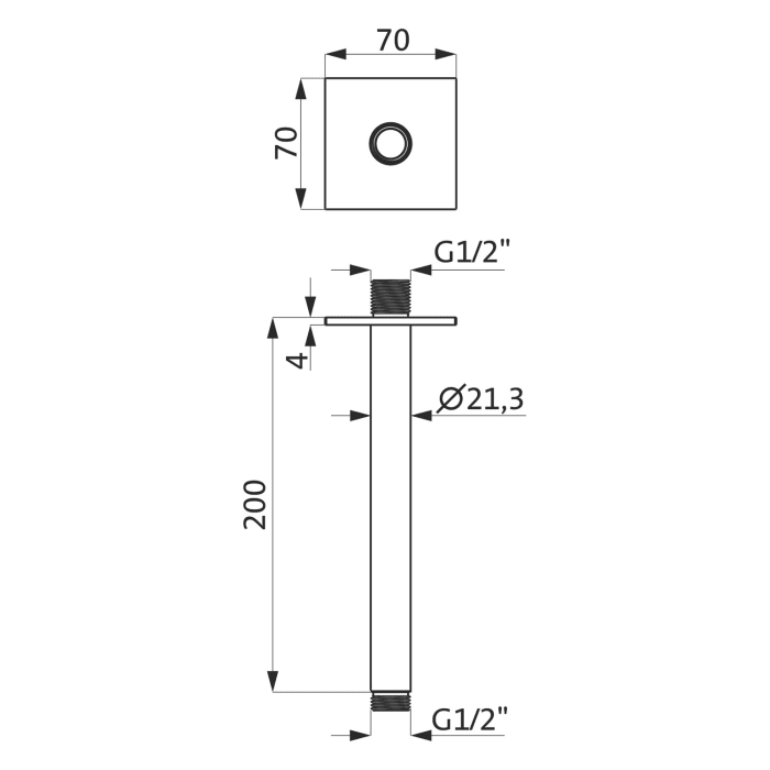 Herzbach LIVING SPA Deckenarm 20 cm