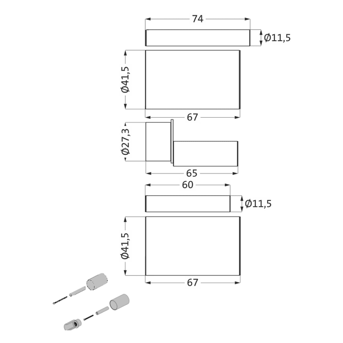 Herzbach LOGIC PLUS Unterputzverlängerung 3 cm für PLUS-Thermostate