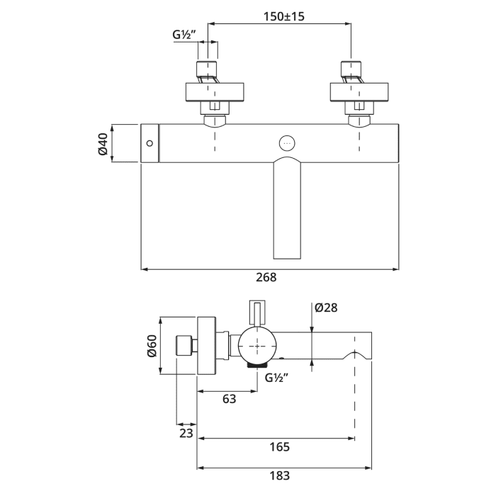 Herzbach DESIGN iX Aufputz Wannenfüll- und Brausebatterie