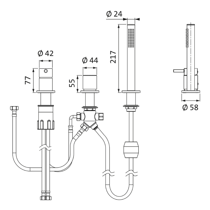 Herzbach DESIGN iX Dreiloch-Wannenrandarmatur