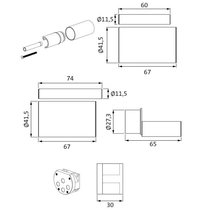 Herzbach LOGIC PLUS Unterputzverlängerung 3 cm für PUSH-Thermostate