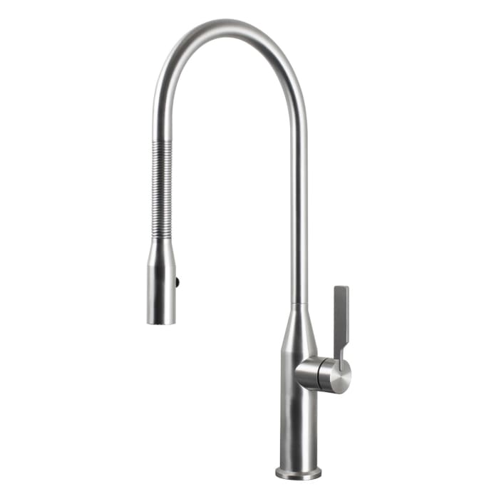 Herzbach LIVING Spültisch-Einlochbatterie mit Spiralfedergelenk für flexiblen Brausekopf