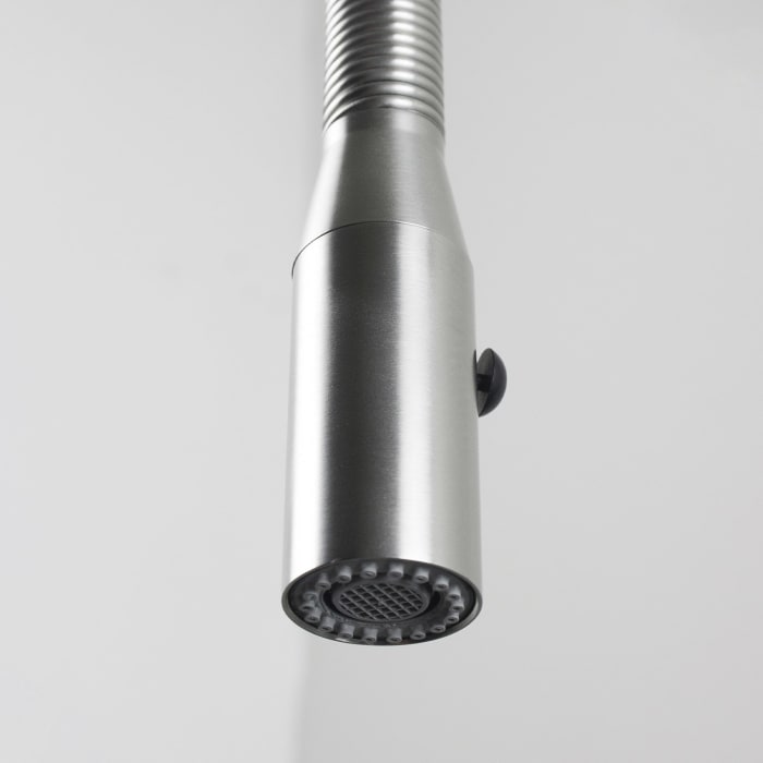 Herzbach LIVING Spültisch-Einlochbatterie mit Spiralfedergelenk für flexiblen Brausekopf