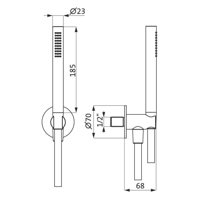 Herzbach LIVING SPA Brauseset mit Wandanschlussbogen und Stabhandbrause