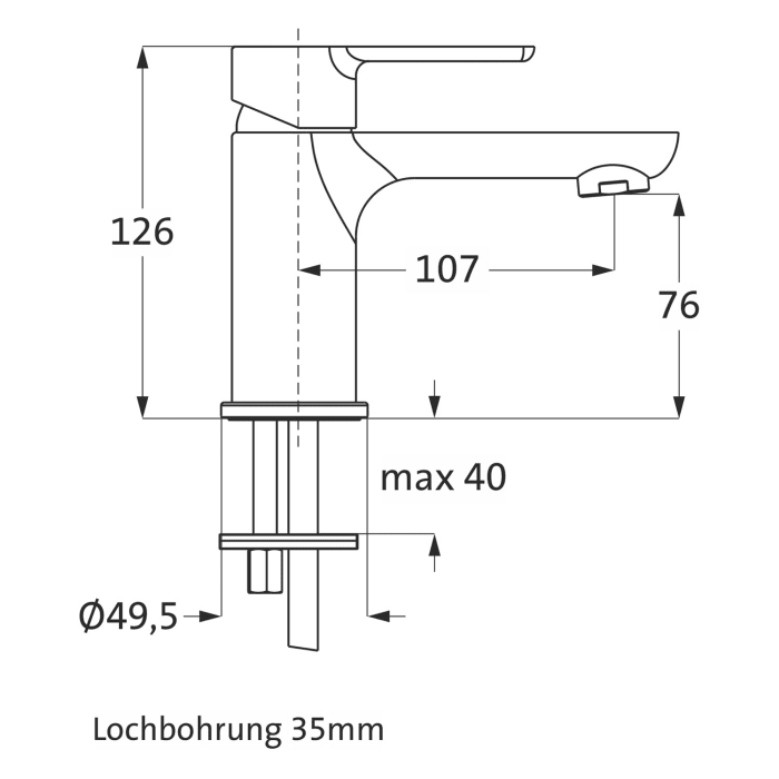 Herzbach MARE Waschtisch-Einlochbatterie S-Size ohne Ablaufgarnitur