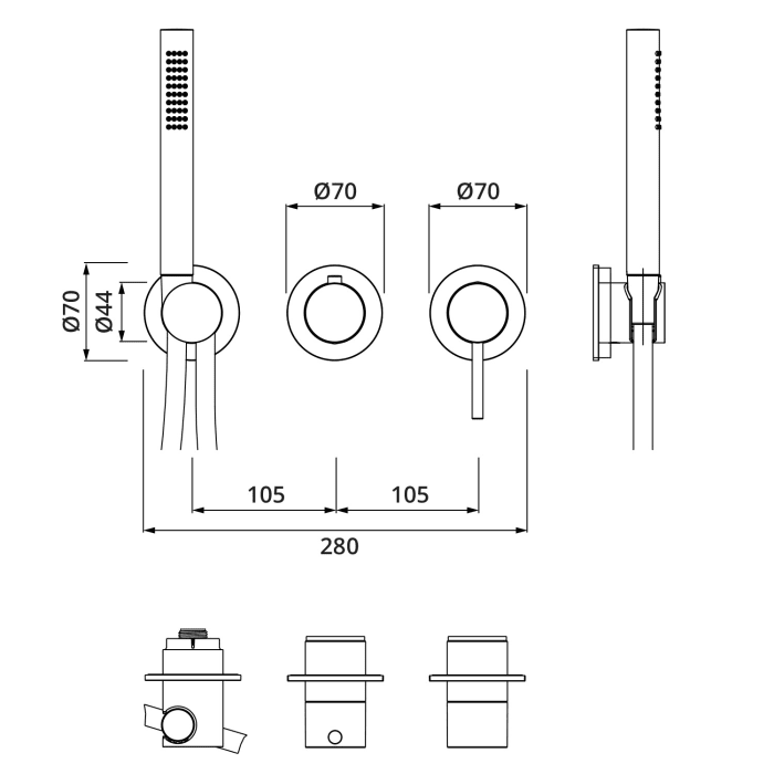 Herzbach MODUL7 BLACK Hebelmischer Farbset für 2/3 Verbraucher